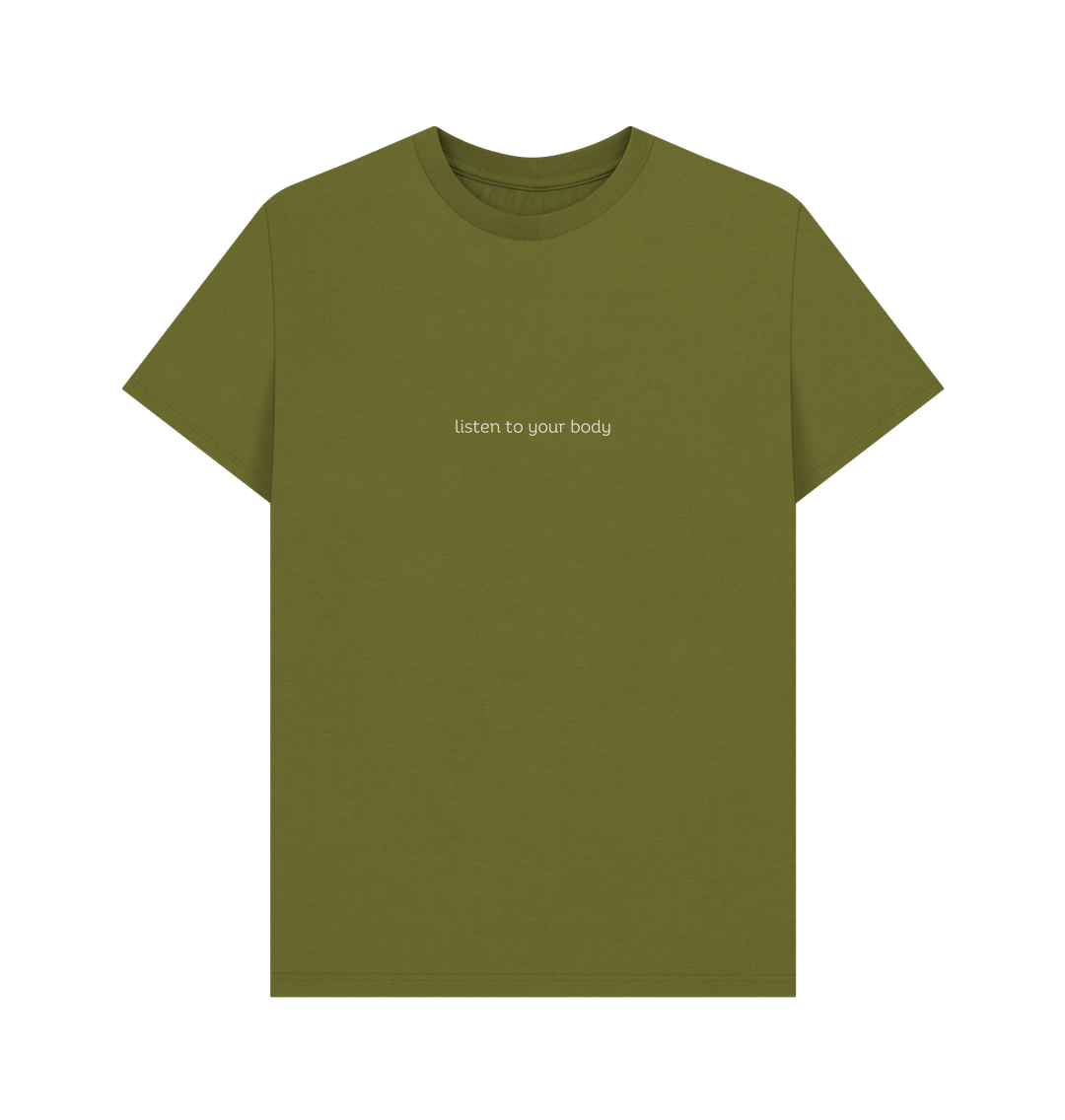 Moss Green Kindness Tee (White Lettering)