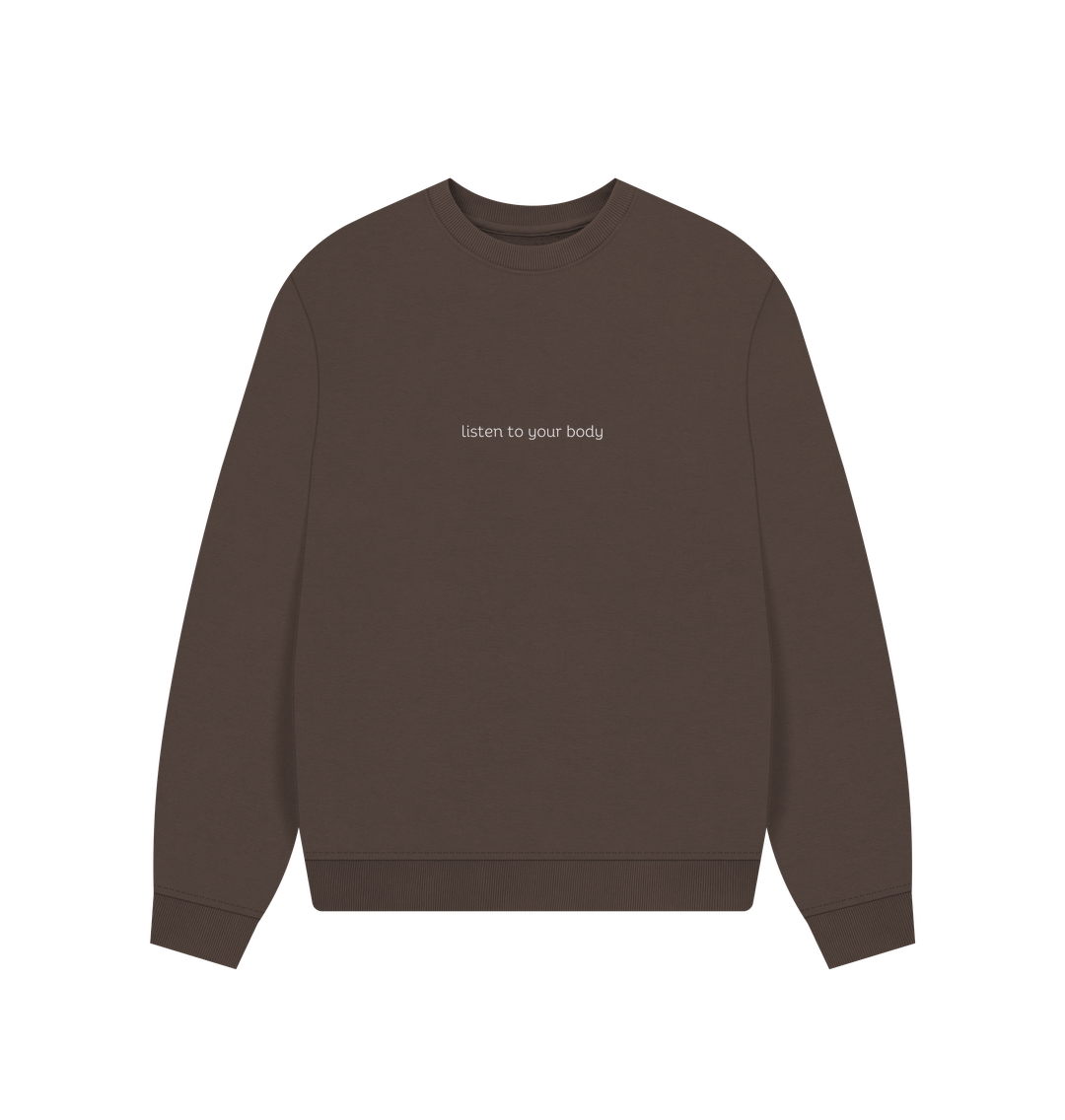 Chocolate Oversized Kindness Jumper (White Lettering)