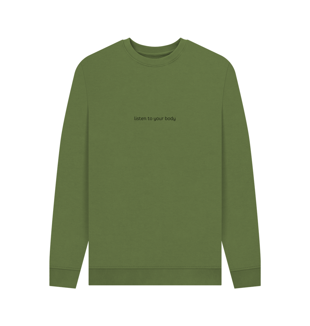 Khaki Crewneck Kindness Jumper (Black Lettering)